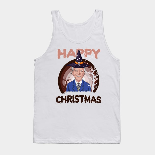 Funny Joe Biden Rainbow Halloween Happy Christmas Witch Hat Anti Biden Tank Top by wonderws